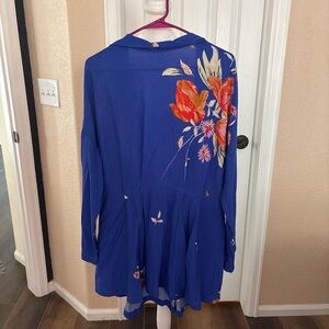 Free People Cobalt Blue Floral Button-Front Dress